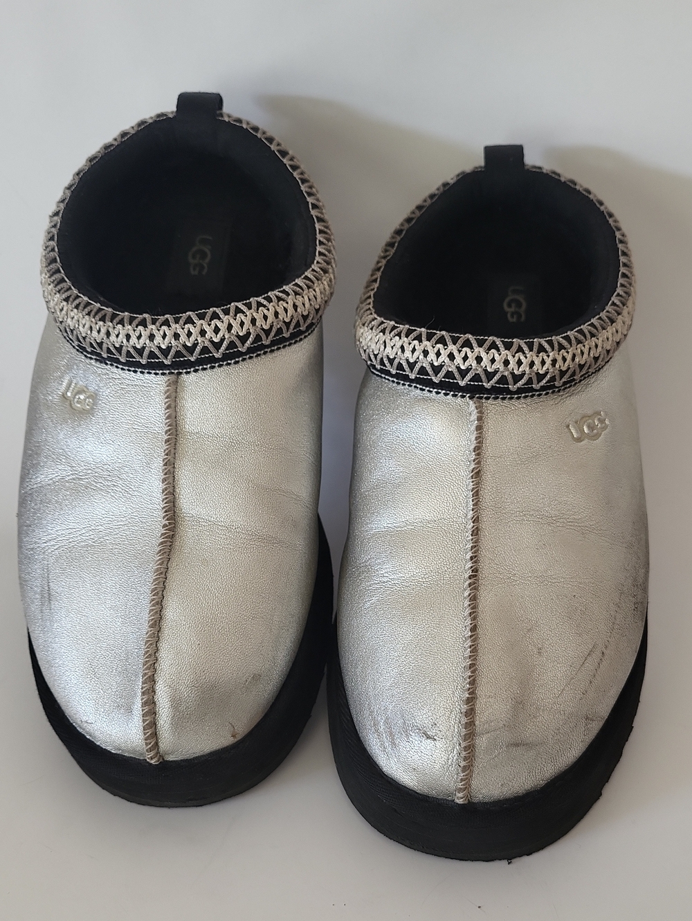 UGG Tazz Leather Slipper Silver Metallic